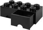 Pudełko LEGO Storage Brick 8 z szufladą i ośmioma wypustkami Czarny (40061733) - obraz 3