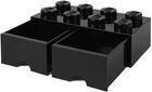 Pudełko LEGO Storage Brick 8 z szufladą i ośmioma wypustkami Czarny (40061733) - obraz 5