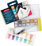 Zestaw farb akwarelowych Derwent Metallic Paint z pędzelkiem i zbiornikiem 12 kolorów (5028252599924) - obraz 3