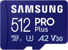 Karta pamięci Samsung PRO Plus microSDXC 512GB Class 10 UHS-I U3 V30 A2 + adapter SD (MB-MD512SA/EU) - obraz 2