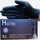 Міцні рукавички чорні нітрилові 5 грам HOFFEN нестерильні текстуровані без пудри,розмір XL - изображение 1