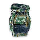 Тактично-туристичний рюкзак, 60 л, з розширенням, один відділ, розмір: 70(80)*35*20 см, зелений піксель - изображение 3