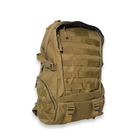 Рюкзак тактичний армійський 6040 два відділення кріплення Molle бокові кишені розмір 50*30*15, койот - изображение 2