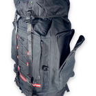Туристичний, тактичний рюкзак, 90 л, 1 відділ, 2 фронтальні кишені, розмір: 85*40*25 см, чорний - изображение 4