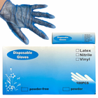 Одноразовые голубые нестерильные опудренные виниловые перчатки Disposable Gloves, 100шт./уп. (Размер - L) - изображение 4