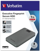 Жорсткий диск Verbatim Executive Fingerprint Secure 1ТБ 2.5" USB 3.2 Сірий (0023942536529) - зображення 3