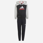 Дитячий теплий спортивний костюм (толстовка + штани) для хлопчика Adidas LK BL FL TS IJ6386 128 см Сірий/Чорний (4066762627738) - зображення 1