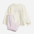 Dres sportowy ciepły (bluza + spodnie) dla dziewczynki Adidas I LIN FL JOG IS2500 68 cm Kremowy/Jasnoróżowy (4067891911453) - obraz 1