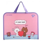 Папка-портфель FC Yes Line Friends "Мишка и его друзья" 35х26х3 cм на молнии пластиковый с тканевыми ручками розовый (492239)