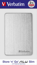 Жорсткий диск Verbatim Store n Go Alu Slim 2ТБ 2.5" USB 3.2 Срібний (0023942536666) - зображення 4