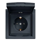 Розетка с заземлением и крышкой, защитные шторками IP44, антрацит, EPH3100371 Asfora Schneider