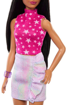 Lalka Barbie Fashionistas Doll #215 With Black Straight Hair & Iridescent Skirt, 65th Anniversar (HRH13) - obraz 4