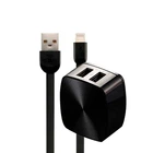Мережевий зарядний пристрій Remax RP-U215i 2.4A 2 USB плюс кабель Lightning 220V EU чорний