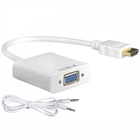 Конвертер HDMI (тато) на VGA(мама) 10cm, White, 4K / 2K, Пакет + AUDIO Q250