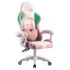 Геймерське крісло Bonro Lady 813 на колесах пластик з подушками рожево-фіолетове (21-76-42300099)