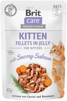 Влажный корм для котят Brit Care Fillets in Jelly Savory Salmon Kitten в желе с лососем 85 г