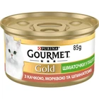 Влажный корм для кошек Purina Gourmet Gold с уткой, морковью и шпинатом, кусочки в паштете 85 г