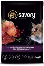 Влажный корм Savory для стерилизованных кошек Ягнёнок с клюквой в соусе