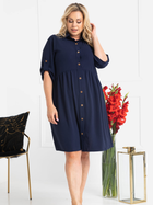 Сукня-сорочка міді літня жіноча Karko SB528 50/52 Темно-синя (5903676114055) - зображення 4