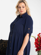 Сукня-сорочка міді літня жіноча Karko SB528 54/56 Темно-синя (5903676114062) - зображення 7