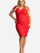 Sukienka kopertowa damska Plus Size Karko SB059 50-52 Czerwona (5903676063957) - obraz 3