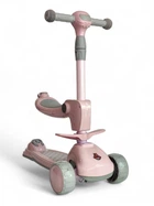 Детский трехколесный самокат беговел Clover 6480 Light Pink-Grey