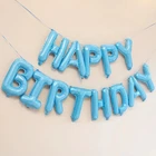 Куля фольгована напис надувний 40 см Happy Birthday Блакитний