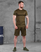 Чоловічий літній комплект шорти+футболка L олива (87403)
