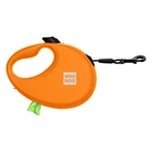 Повідець-рулетка для собак WAUDOG R-leash M стрічковий 5 м до 20 кг помаранчевий зі світловідбиваючою стрічкою та контейнером боксом для прибирання сміттєвих пакетів пластиковий повідець для середніх та невеликих порід для вигулу