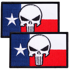 Набір шевронів 2 шт з липучкою прапор штату США Техас з Черепом Карателя, вишитий патч нашивка 5х8 см - зображення 1