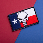 Набір шевронів 2 шт з липучкою прапор штату США Техас з Черепом Карателя, вишитий патч нашивка 5х8 см - зображення 5
