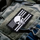 Набор шевронов 2 шт с липучкой Череп Карателя Флаг США черная полоска, пожарный 5х8 см, патч нашивка - изображение 2