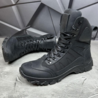 Летние мужские берцы с протекторной подошвой / кожаные ботинки черные размер 41 - изображение 4
