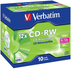 Диски Verbatim CD-RW 700MB 12x Scratch Resistant Jewel Case 10 шт (0023942431480) - зображення 1