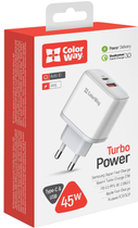 Мережевий зарядний пристрій ColorWay Power Delivery Port PPS USB Type-C PD + USB QC3.0 45W (CW-CHS042PD-WT) - зображення 10