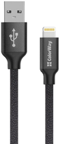 Кабель ColorWay USB - Apple Lightning 2.4A 2 m Black (CW-CBUL007-BK) - зображення 1