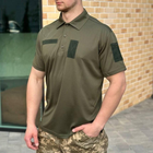 Мужская футболка поло coolmax олива ЗСУ военная тактическая ВСУ армейские для военнослужащих POLO 60 - изображение 4