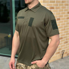 Мужская футболка поло coolmax олива ЗСУ военная тактическая ВСУ армейские для военнослужащих POLO 60 - изображение 6