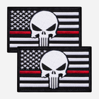 Набір шевронів на липучці IDEIA Череп на Прапорі США 5 х 8 см 2 шт Чорний (4820227283057) - зображення 1