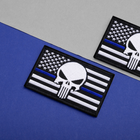 Набір шевронів на липучці IDEIA Череп на Прапорі США синя смуга 5 х 8 см 2 шт Чорний (4820227283064) - зображення 9