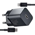 МЗП Baseus Super Si Quick Charger Type-C 20W EU with Cable Type-C to Lightning 1m Sets Black