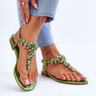 Sandały damskie z kryształkami Lenisa 36 Zielone (5905677113938) - obraz 3