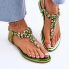 Sandały damskie z kryształkami Lenisa 36 Zielone (5905677113938) - obraz 6