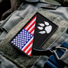 Набір шевронів 2 шт з липучкою Прапор США та лапка для службових собак, K-9, для кінологів, кінологічна служба, нашивка, вишитий патч - зображення 2