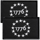 Набір Шеврон 2 шт США 1776 Патріот, військова вишита аплікація, нашивка з липучкою - білий і чорний - зображення 1
