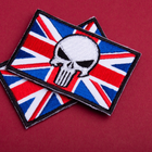 Набор шевронов 2 шт с липучкой Череп Карателя на Флаге Великобритании, Флаг Англии, вышитый патч нашивка 5х8 см - изображение 6