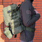 Тактичний армійський рюкзак з трьома підсумками на 55л для подорожей, кемпінгу. Колір: олива - зображення 2