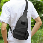 Тактическая сумка через плечо слинг – сумка грудная кросбоди. Цвет: черный - изображение 10