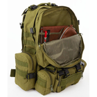 Тактичний армійський рюкзак з трьома підсумками на 55л для подорожей, кемпінгу. Колір: олива - зображення 9