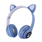 Беспроводные наушники с кошачьими ушками Cat MZ-023 Гарнитура RGB подсветкой FM microSD Розовые Синий